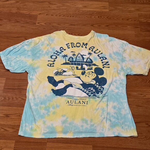 Aloha from Aulani Disney Resort & Spa Mickey Mouse Donald Duck Tie Dye Shirt L